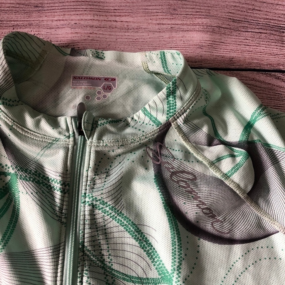 Salomon Green 1/4 Zip Short Sleeve Top Size L - Picture 2 of 7